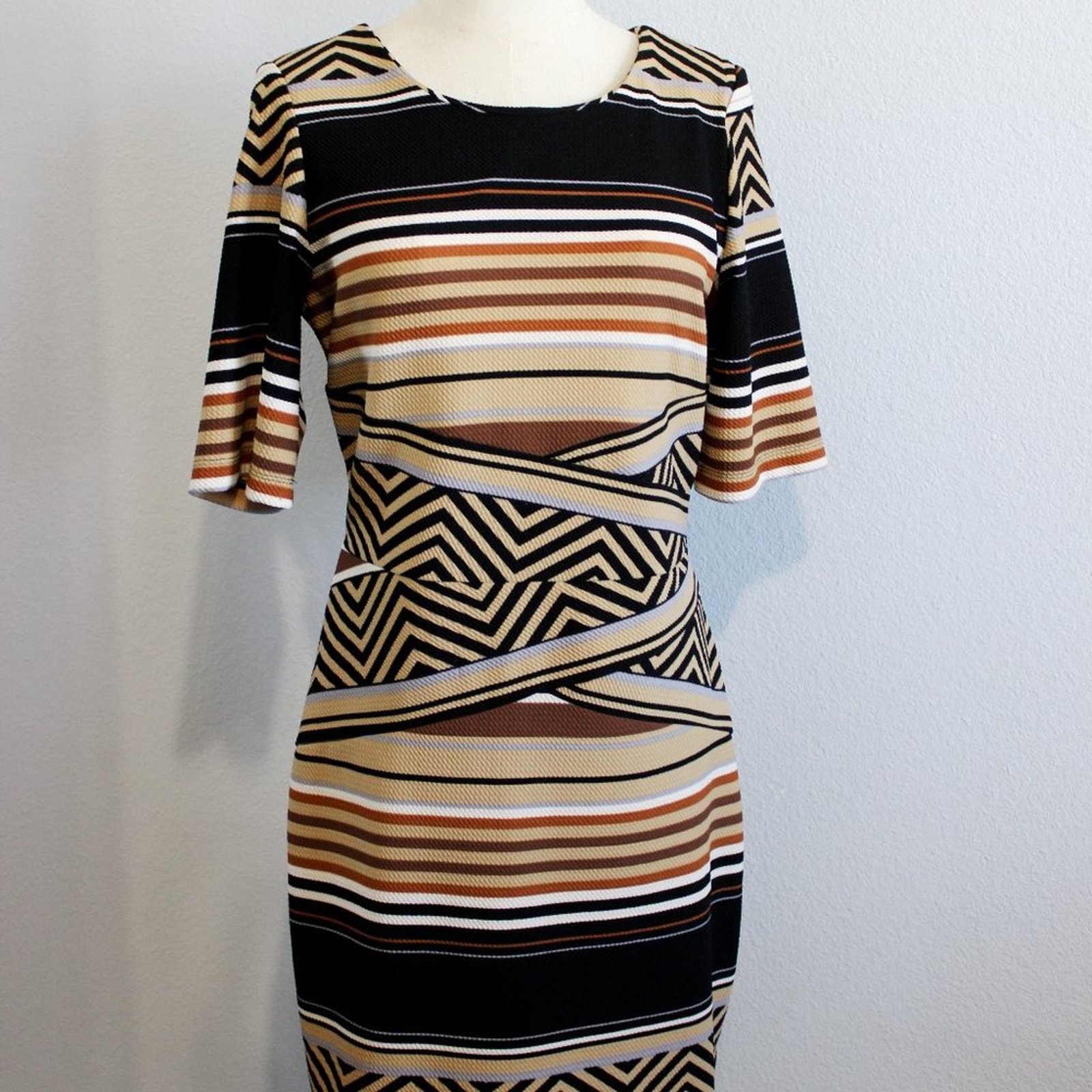 Shelby & Palmer Midi Dress Spandex Blend Size 12 Side Zipper Bandage Style
