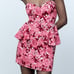Zara Pink Floral Strapless Jacquard Mini Dress Bloggers Favorite Size Large