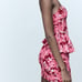 Zara Pink Floral Strapless Jacquard Mini Dress Bloggers Favorite Size Large