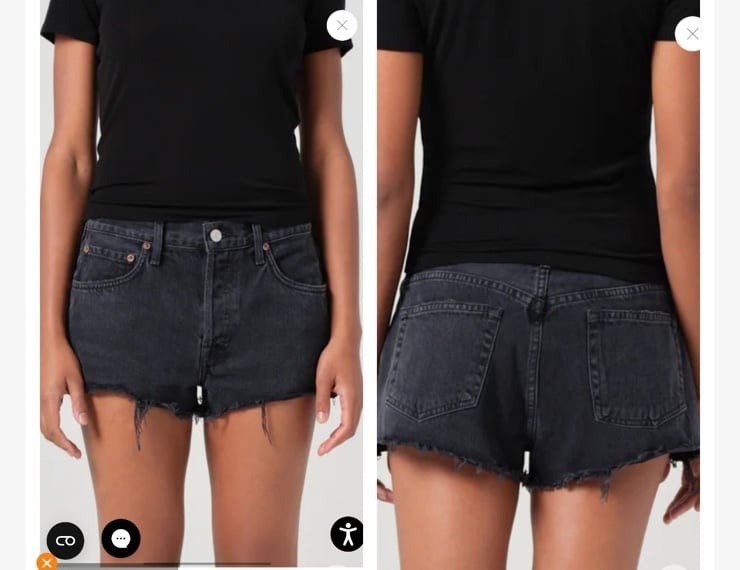Agolde Parker Denim Shorts Washed Black size 27