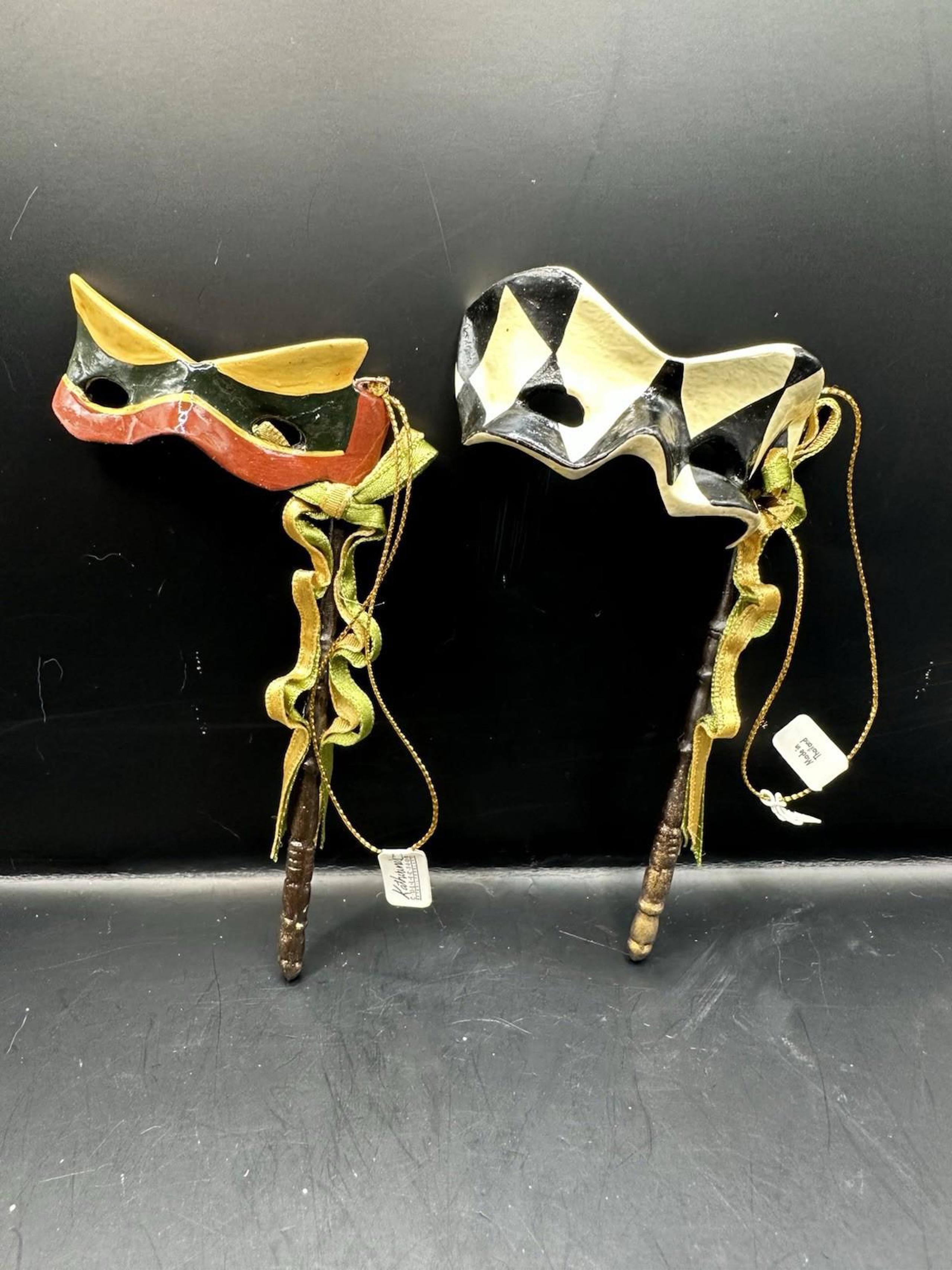 Lot Of 2 Katherine's Collection Masquerade Opera Eye Mask On Stick New