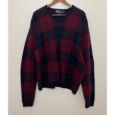 VTG Polo by Ralph Lauren Men XL100% Lambswool Plaid Sweater Grandpacore Holiday