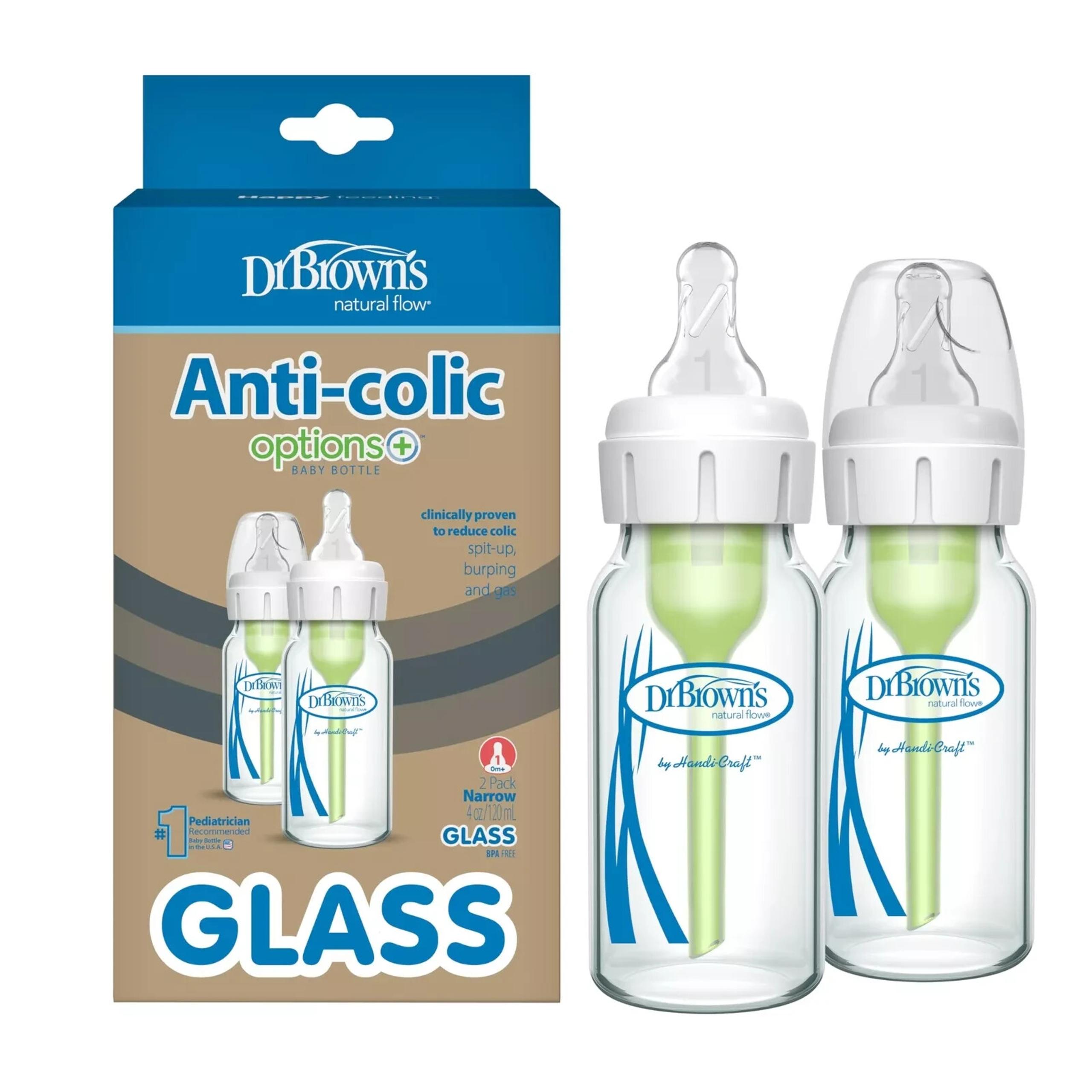 Dr Browns Anti Colic Narrow Glass Baby Bottle 4 Oz Pack Of 2 Bpa Free