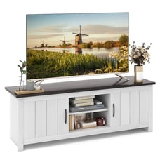 TV Stand for TVs up to 65 Media Console Center w/ Doors Cubbies Black