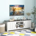 TV Stand for TVs up to 65 Media Console Center w/ Doors Cubbies Black