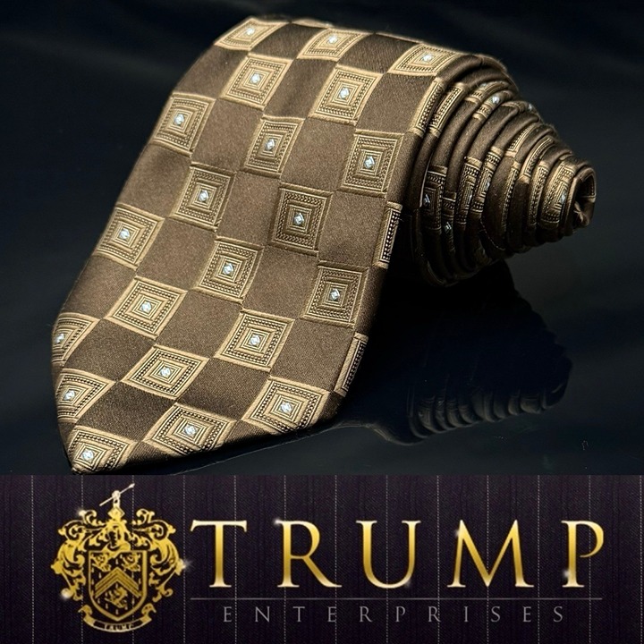 Donald Trump Signature Collection Neutral Brown Silk Necktie Tie 61”