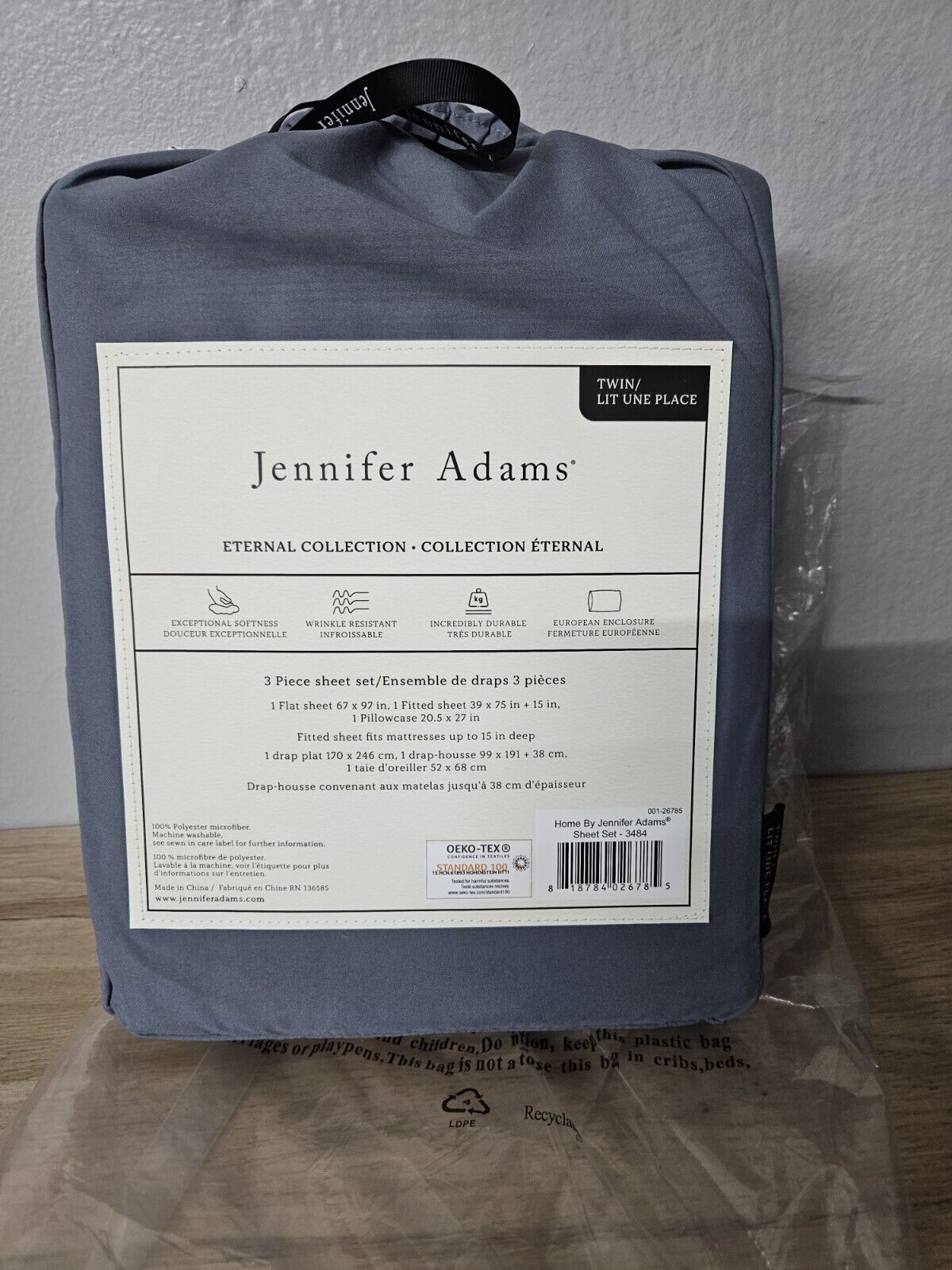Jennifer Adams Home Eternal Twin Sheet Set in Gray