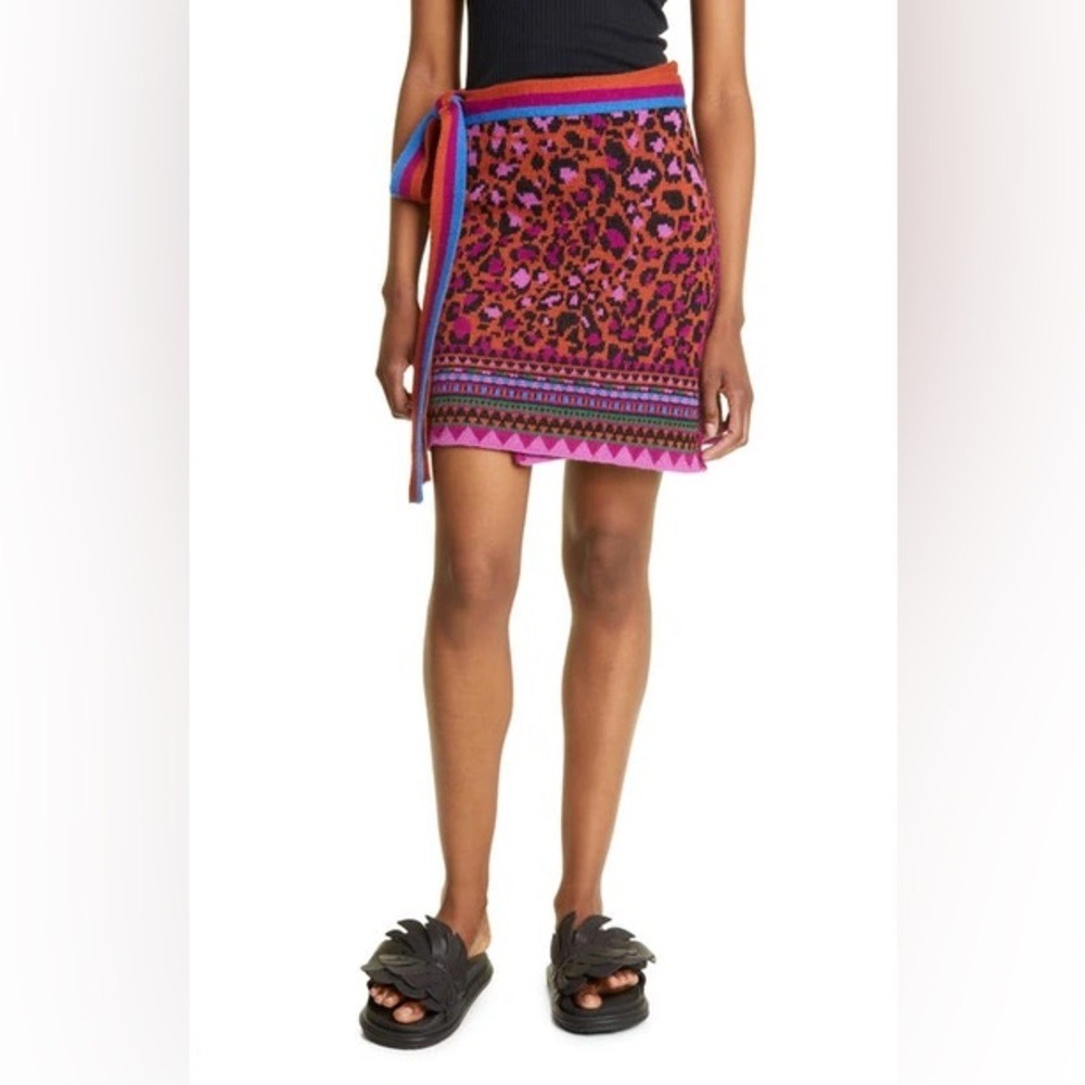 FARM RIO Red Ainika Tapestry Sweater Skirt size xl