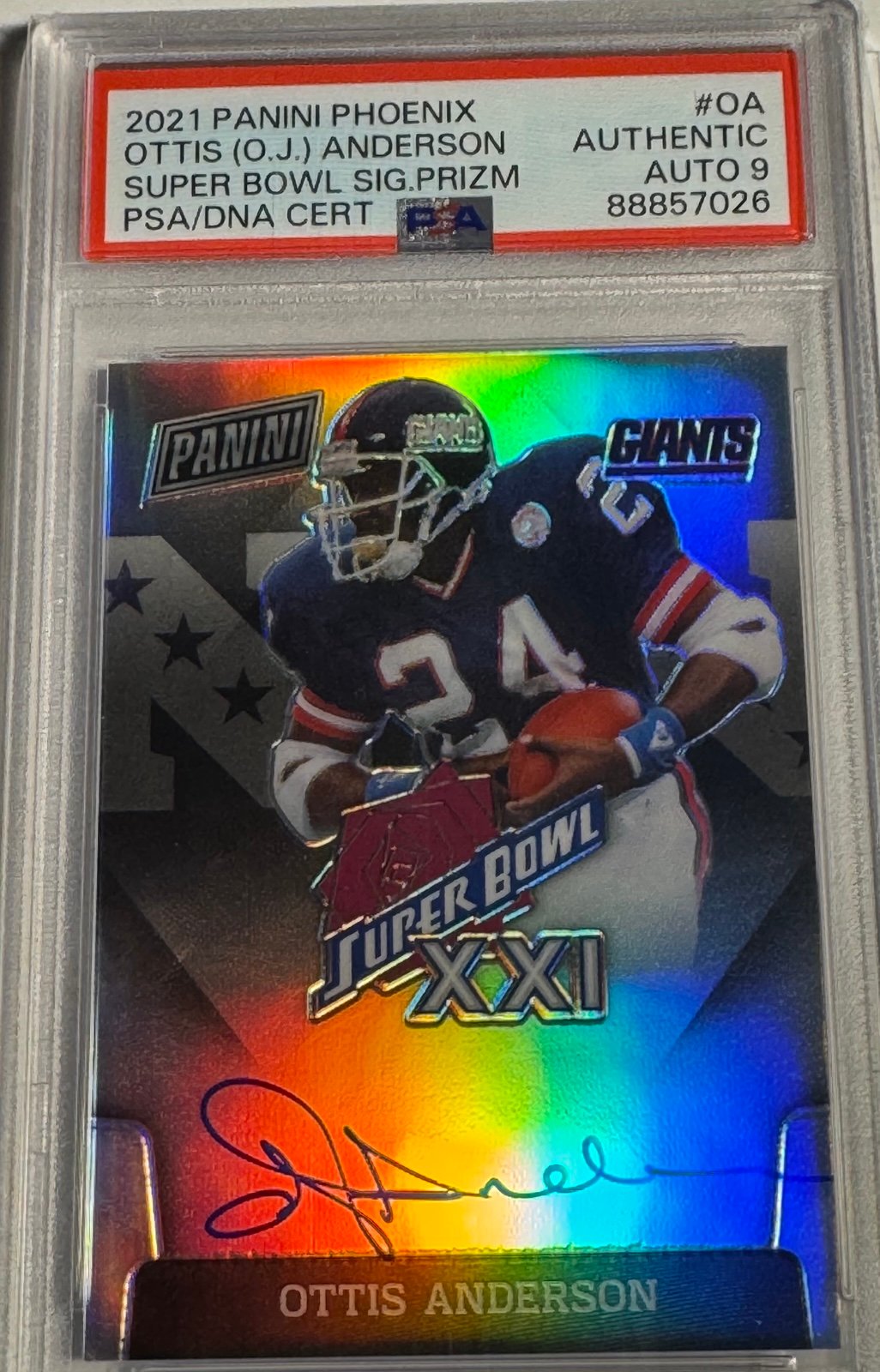 2021 PANINI PHOENIX-2020 SUPER BOWL SIGNATURES PRIZM OTTIS ANDERSON PSA POP 1