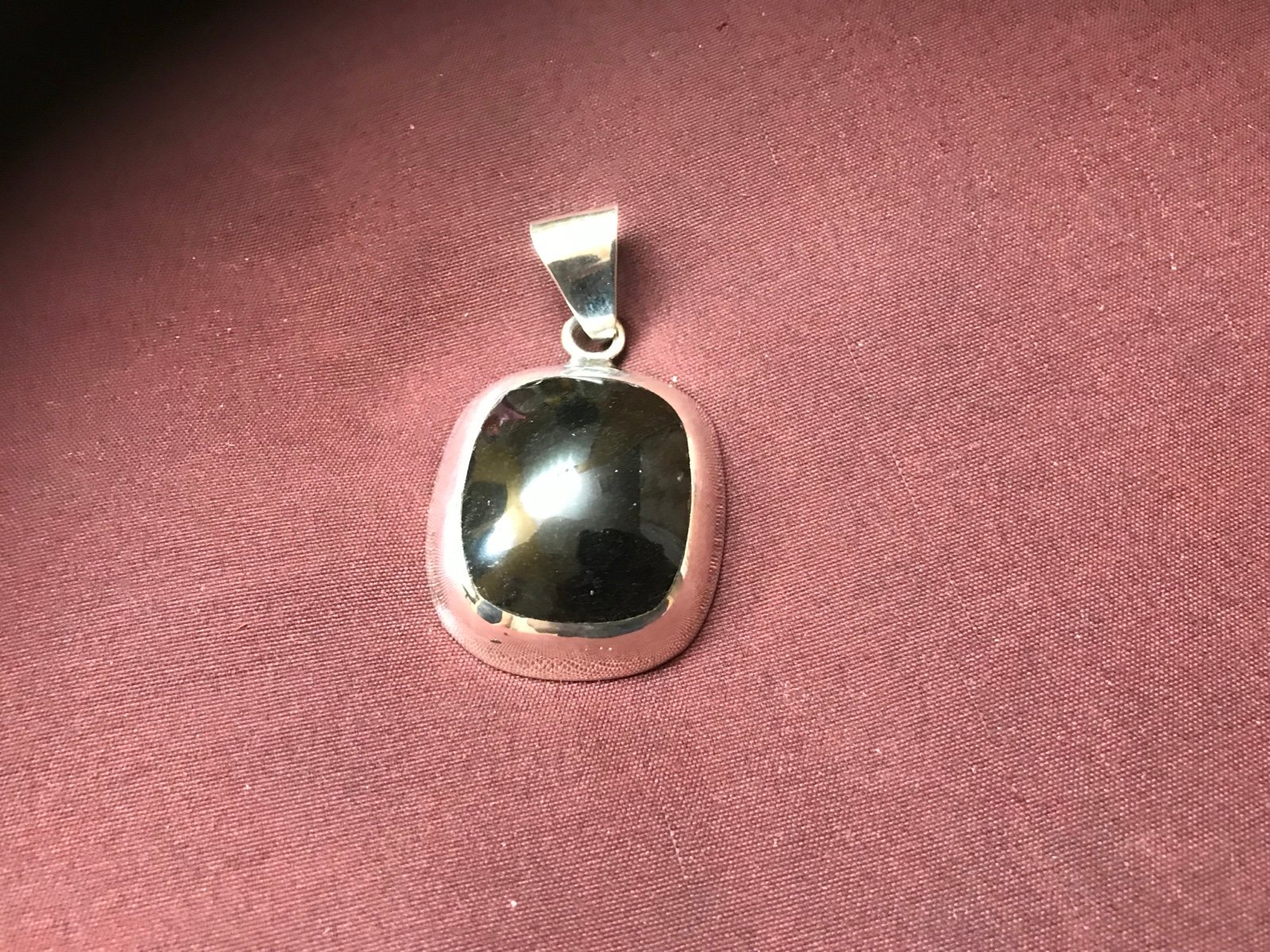 Sterling Silver Natural Black Onyx Pendant
