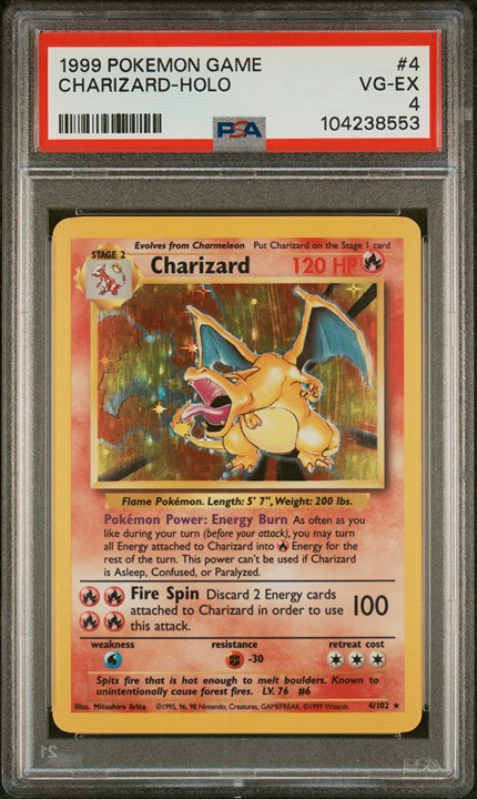 1999 POKEMON GAME 4 CHARIZARD-HOLO - PSA 4