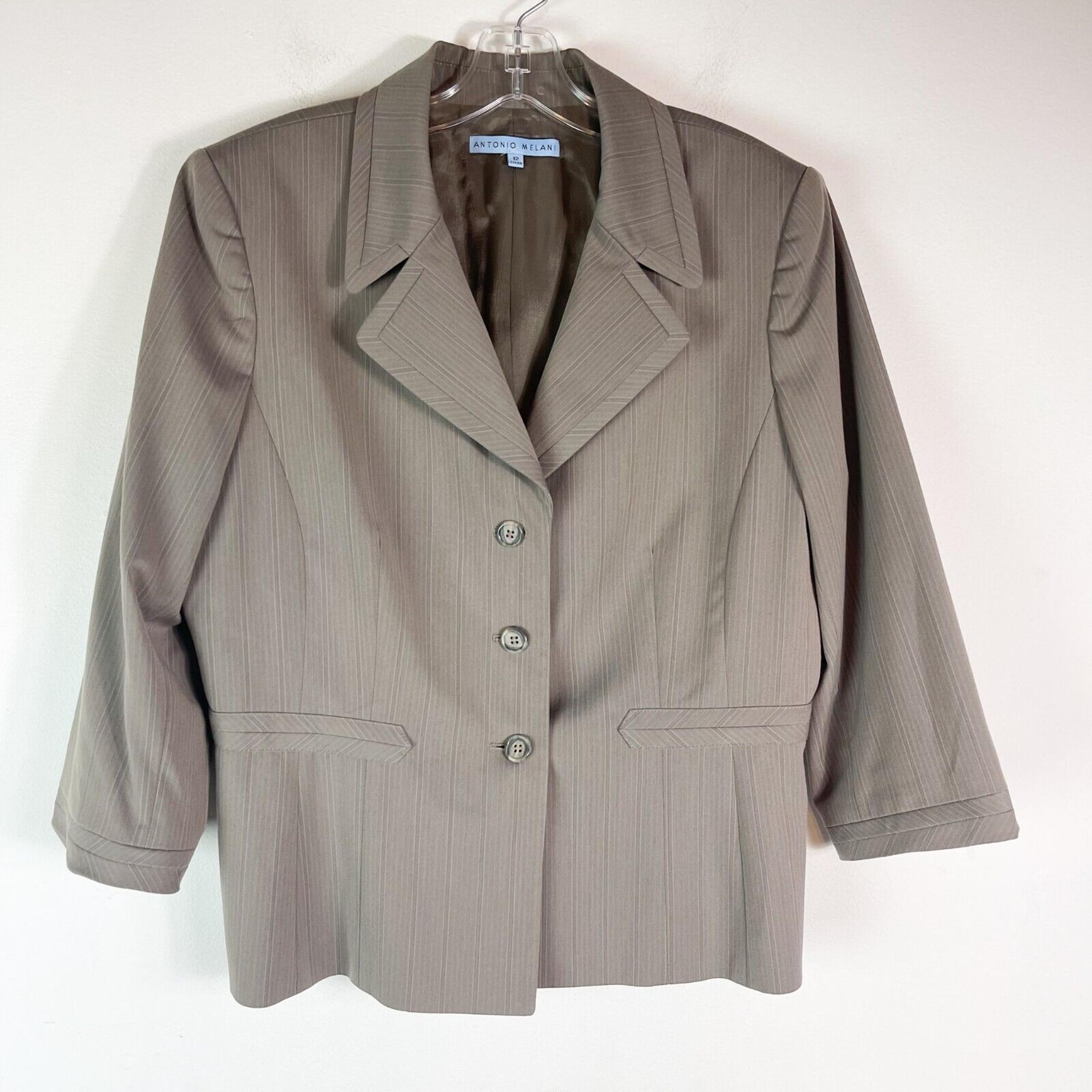 Antonio Melani NWOT Women's Taupe Pinstripe Blazer Jacket 12