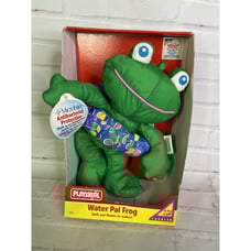 Vintage Playskool Water Pal Frog Stuffed Plush Toy Hasbro Microban Tub Toy 1997