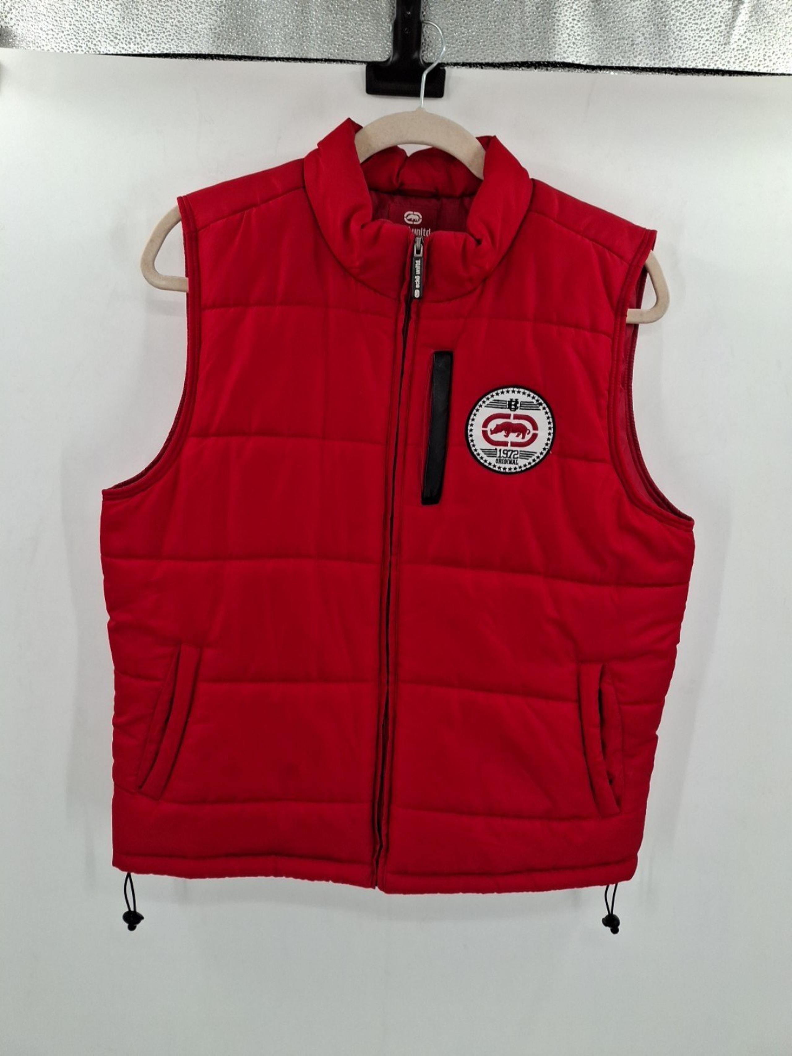 Ecko Unltd Mens Size XXL Red Puffer Vest Rhino Logo Patch