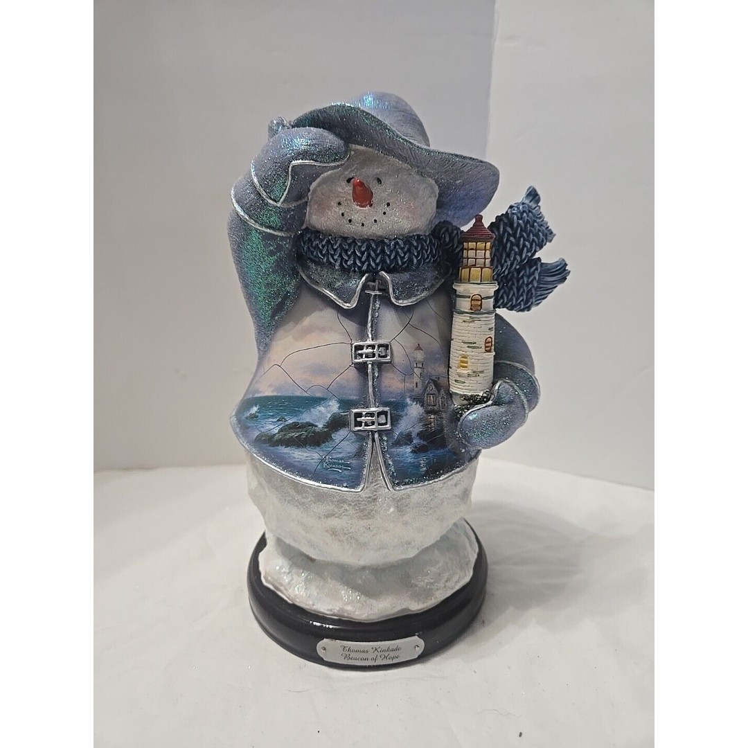 Thomas Kinkade Christmas Snowman Collection ~Beacon of Hope~Retired~ EUC