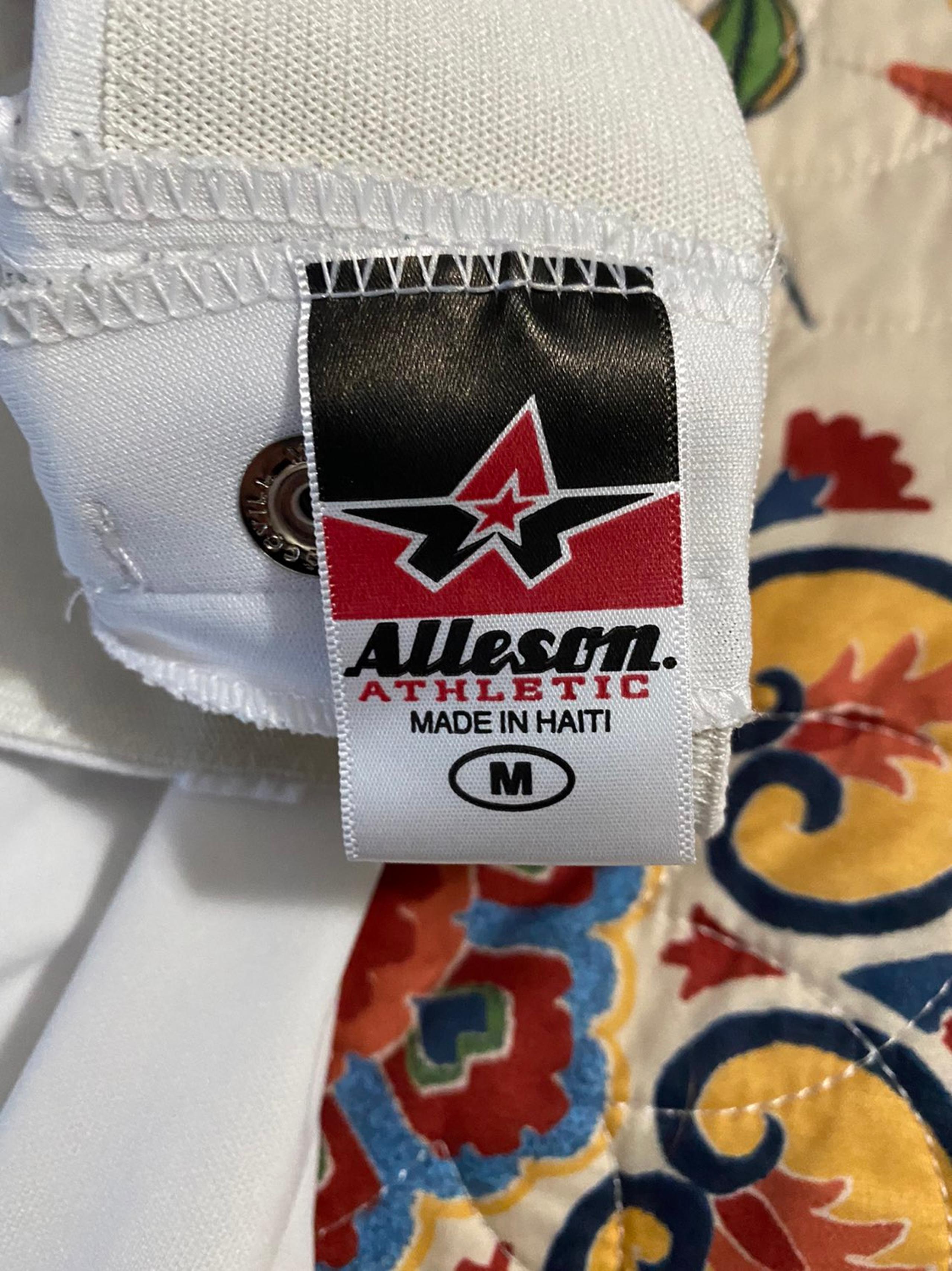 Alleson Athletics mens medium baseball pants, white with red piping