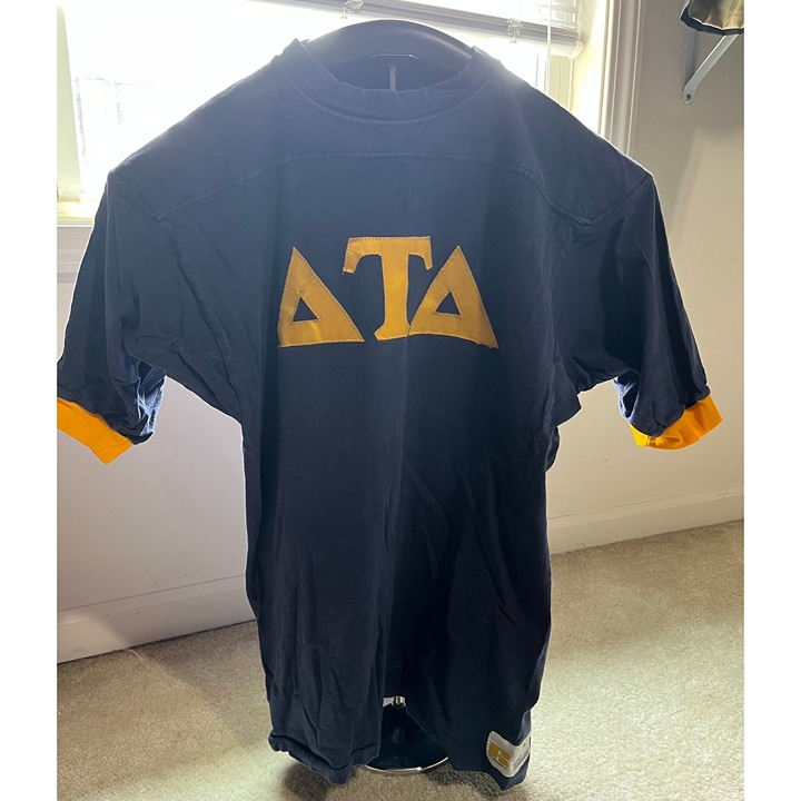 Vintage 1974 Delta Tau Delta Short Sleeve Shirt R Russell Athletic Blue