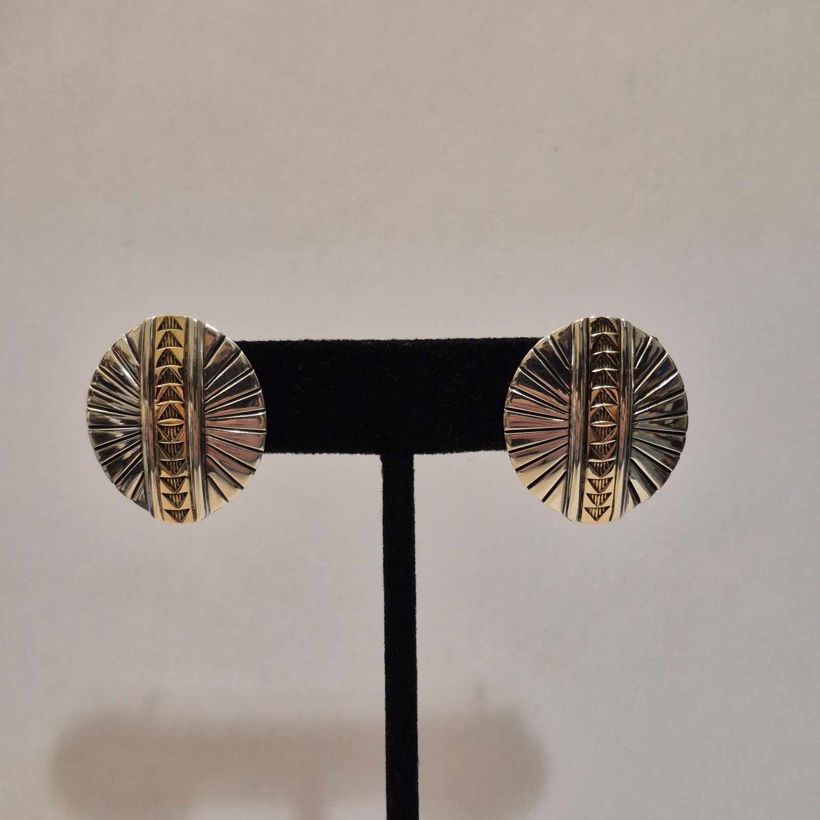 M.M. Rogers 14K Gold & Sterling Silver Round Stud Earrings – Southwest Style