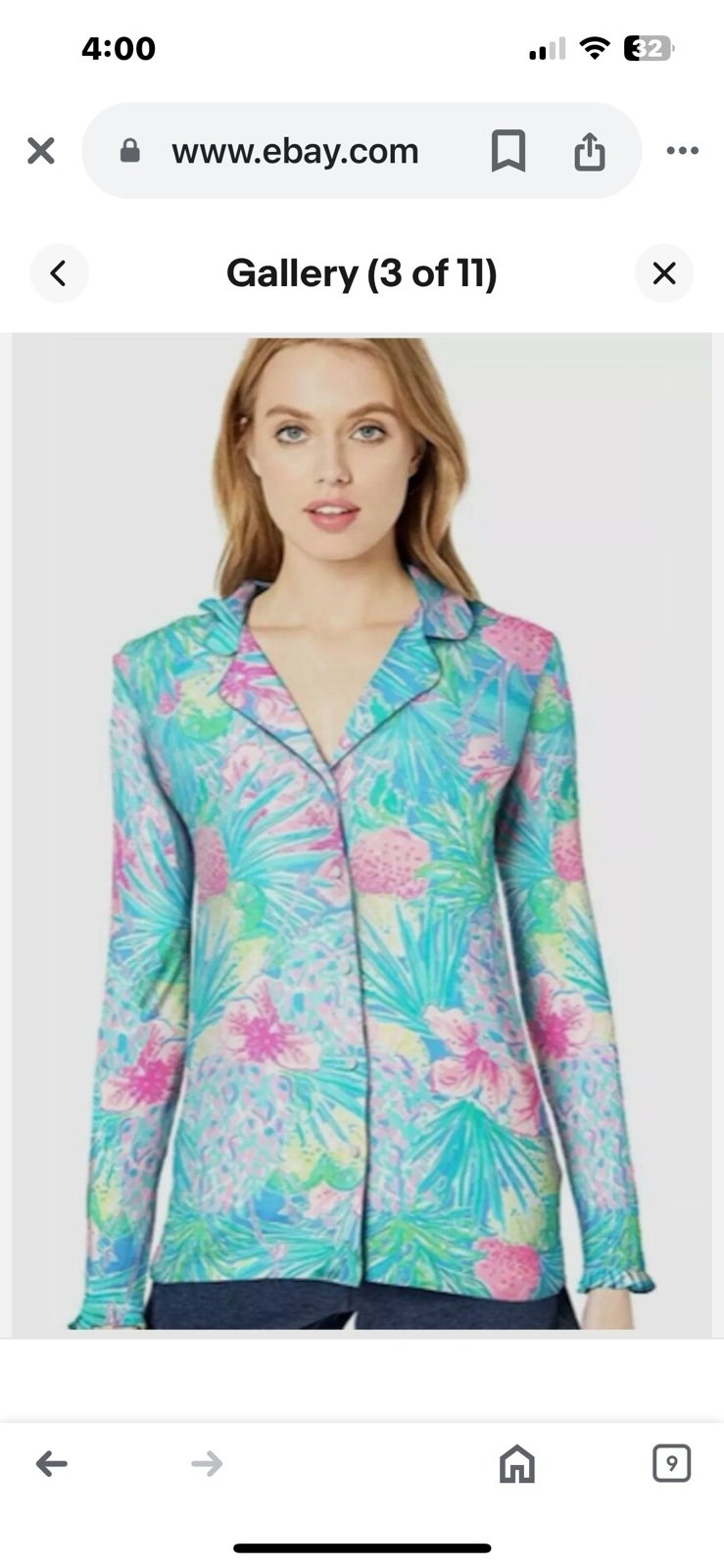 Lilly Pulitzer Ruffled Knit Pajama Top Button Down “Swizzle In” - Size XS