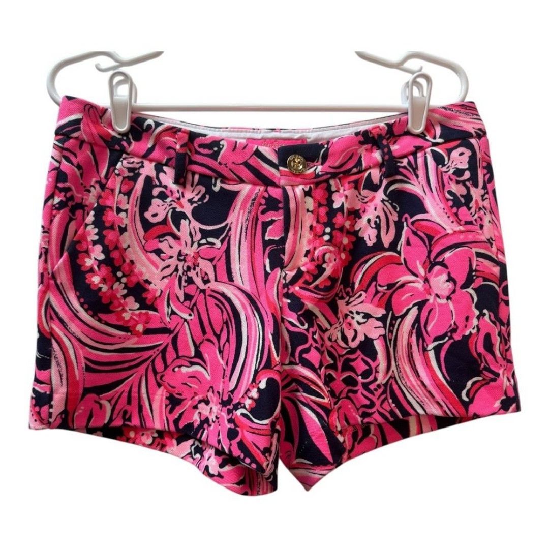 Lilly Pulitzer Callahan Knit Navy Pink Print Preppy Shorts Size 6