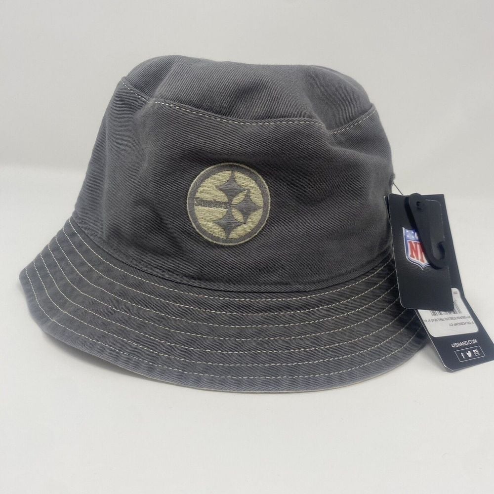 Pittsburgh Steelers '47 Brand Trailhead Gray Bucket Hat Cap NFL Football NEW
