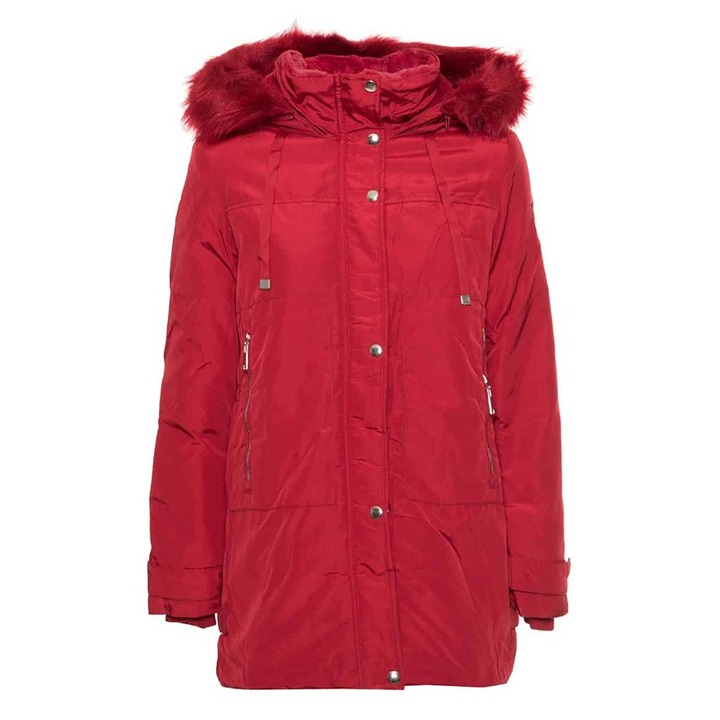 Alessandro Dell'Acqua women's red hooded bomber jacket