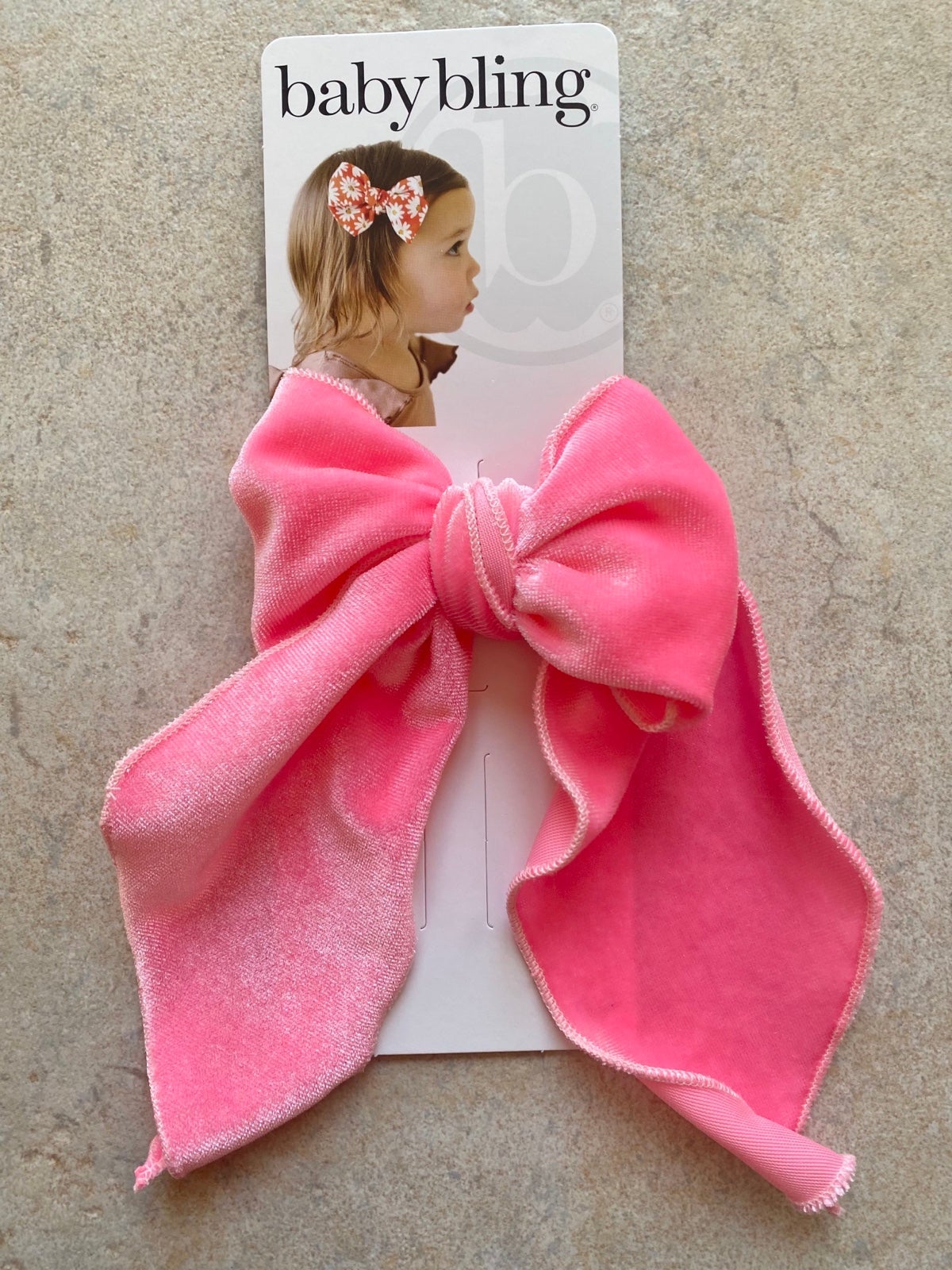Baby Bling Bows Velvet Pink Belle Clip