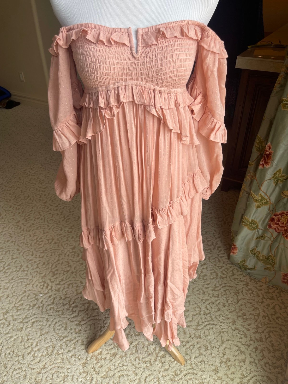 Spell & The Gypsy peach off the shoulder dress