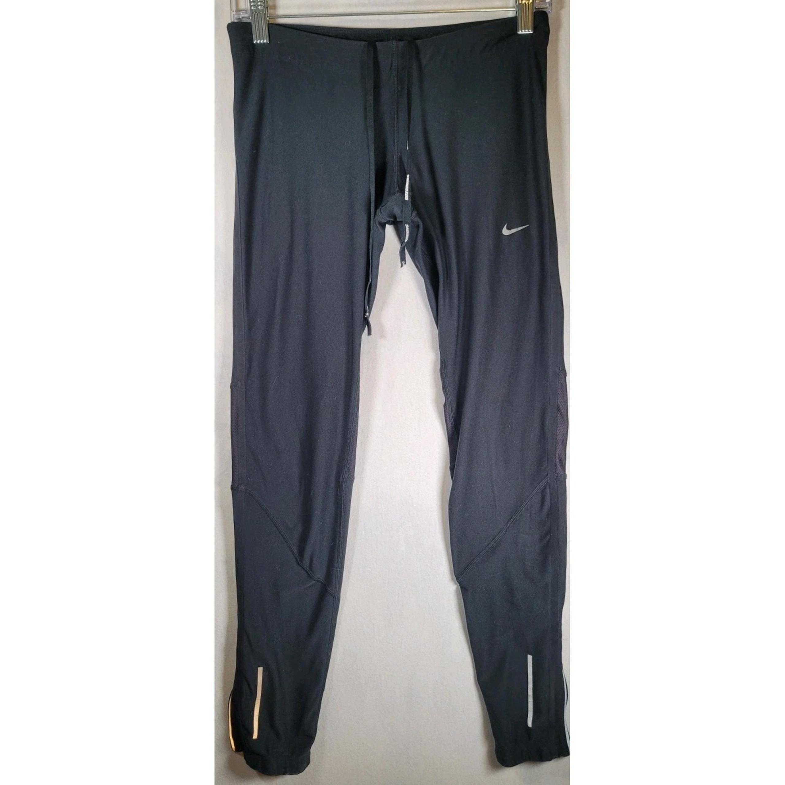 Nike Dri Fit Stay Warm Running Tights Womens Size Medium Black Reflective