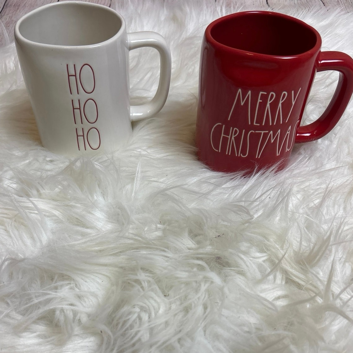 Rae Dunn Merry Christmas HO HO HO Large Ceramic Coffee Mugs Bundle FAST SHIP