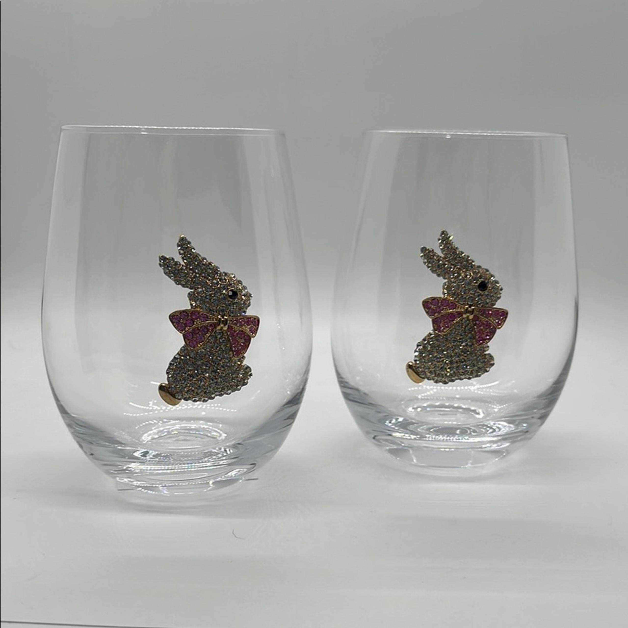 NWT Crystal Bunny Wine Glasses
