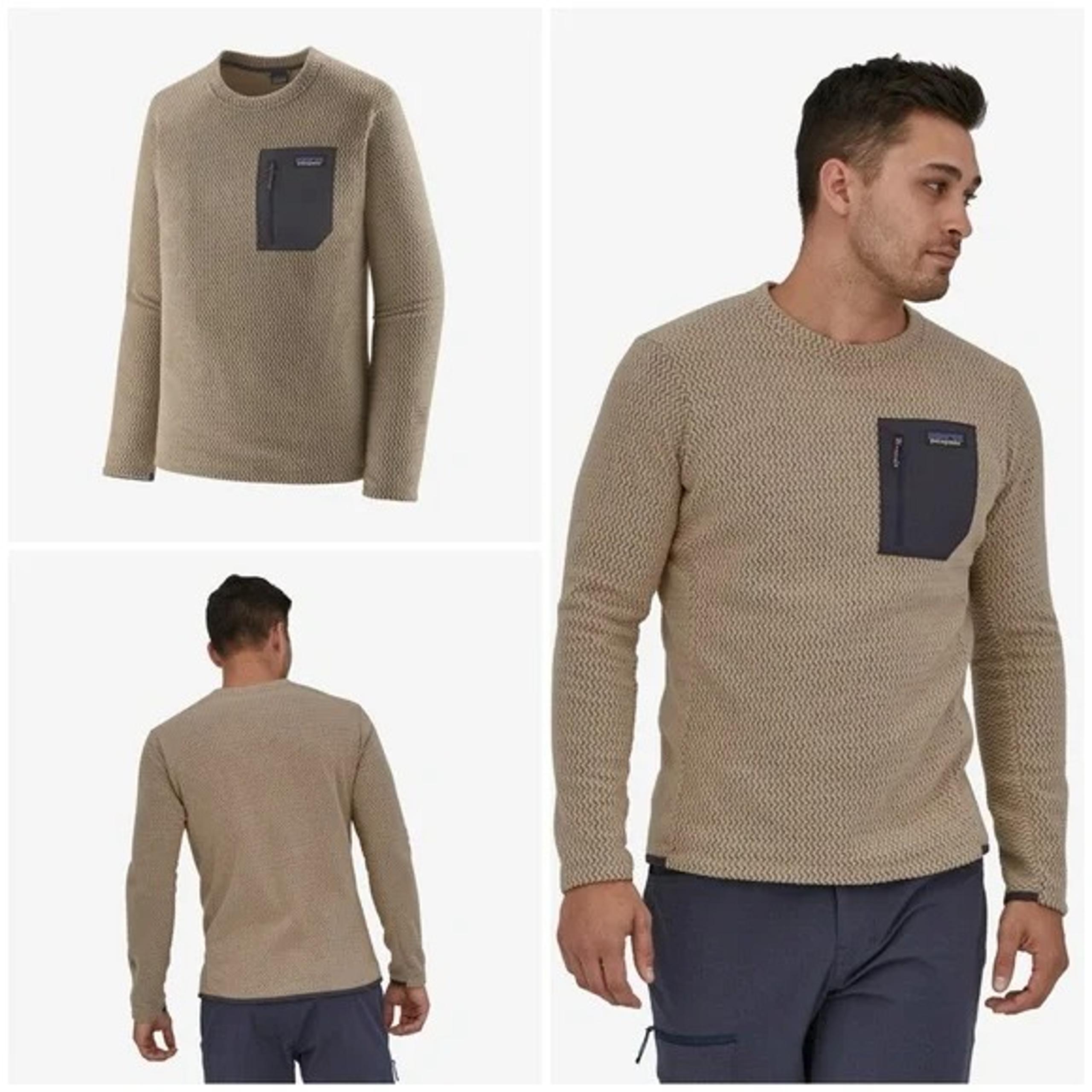 PATAGONIA Men's R1® Air Crewneck Fleece Pullover Oar Tan Size XS