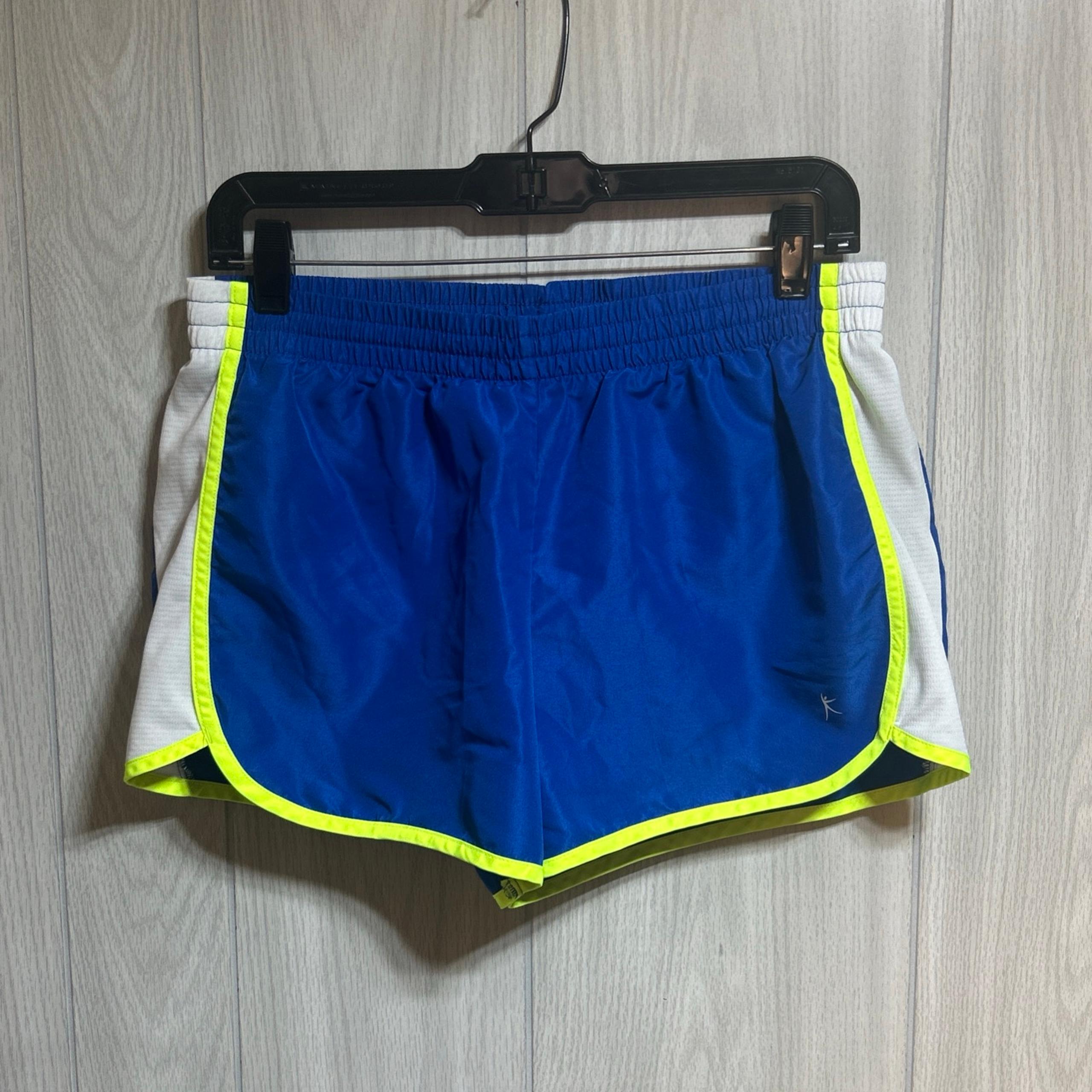 Danskin Now Shorts Stretch Waist Blue Yellow White Athletic Lined Medium
