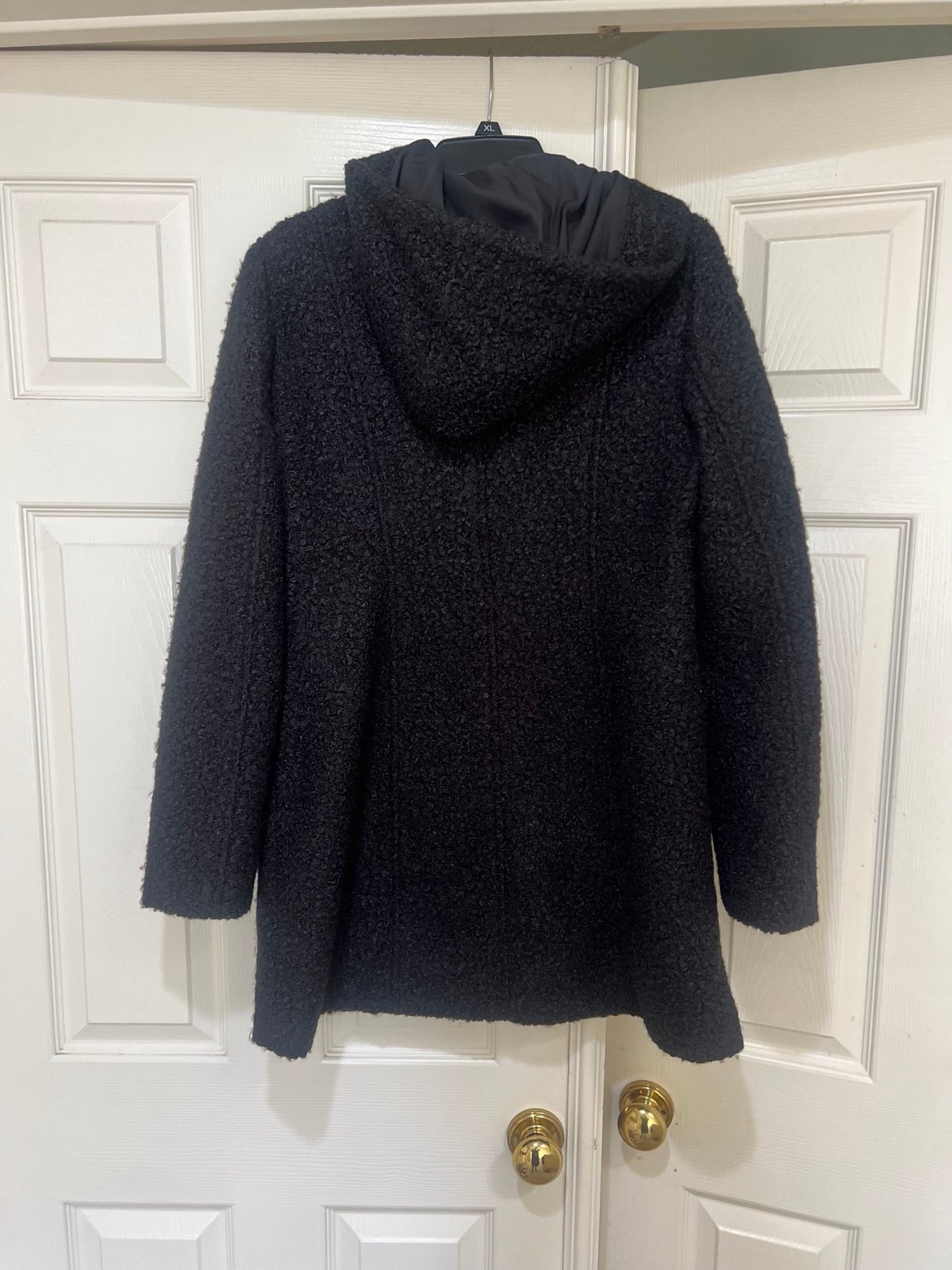 Loft Zip Up Long Sleeve Women’s Sherpa Teddy Black Hooded Long Coat Small