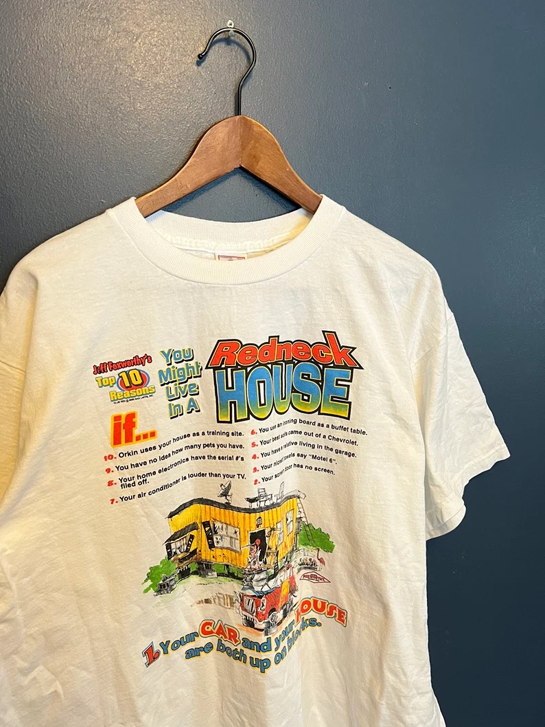 Vintage Y2K Jeff Foxworthy’s “You Might Live In A Redneck House” Conedy T Shirt