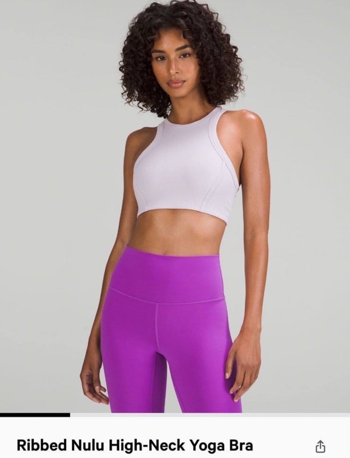 Lululemon Ribbed Nulu High-Neck Yoga Bra Faint Lavender size:6