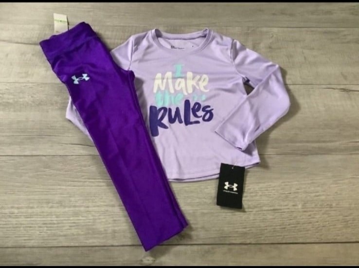 Under Armour girls purple l/s shirt & leggings set size 6X(NWT)~PRICE IS FIRM ~