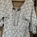 Eberjey Ruffled Tunic Beach Dress Size S/M Open Back White and Blue Long Sleeve