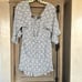 Eberjey Ruffled Tunic Beach Dress Size S/M Open Back White and Blue Long Sleeve