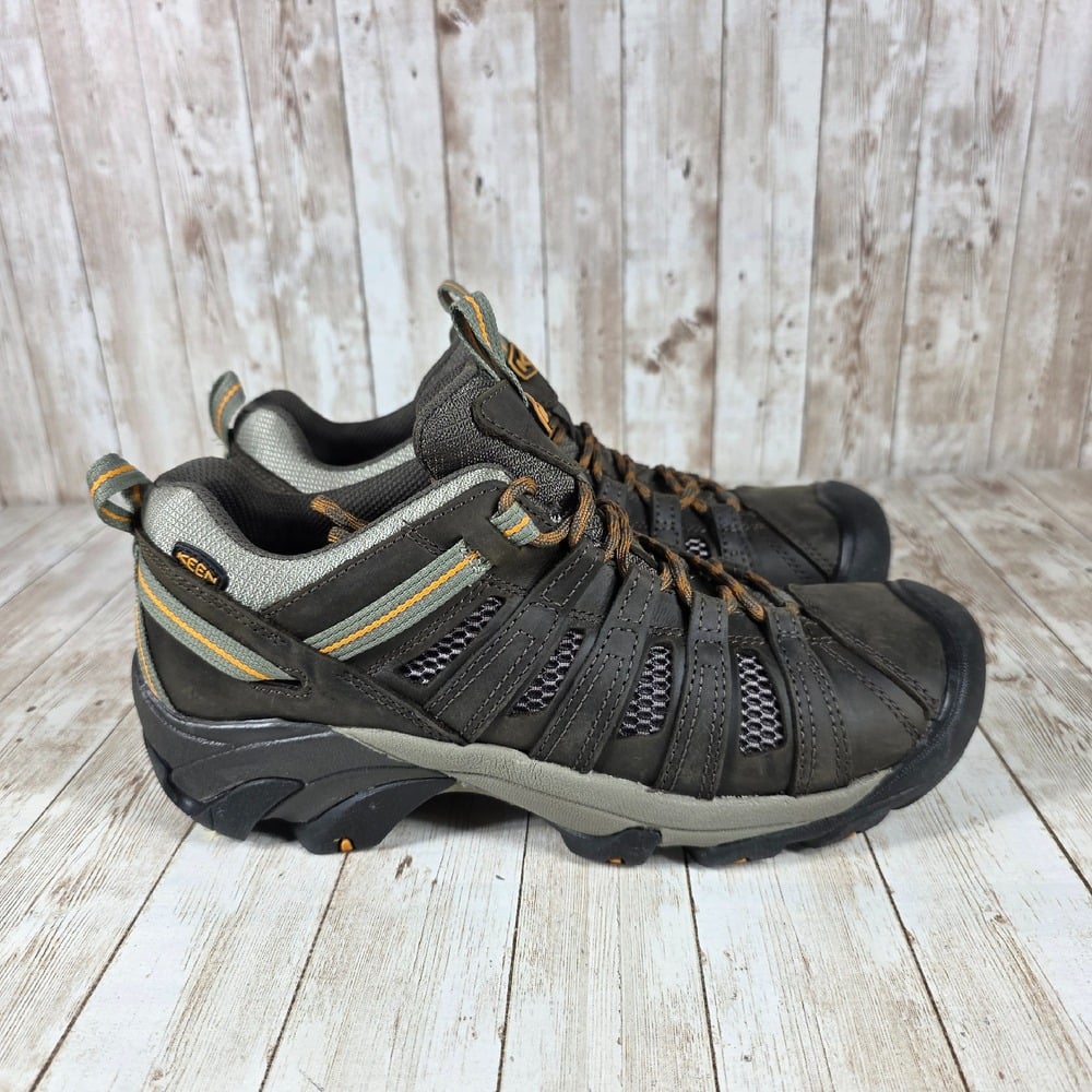 Keen Flint Low Steel Toe Work Shoes Hiking Trail Brown Orange Men's 10