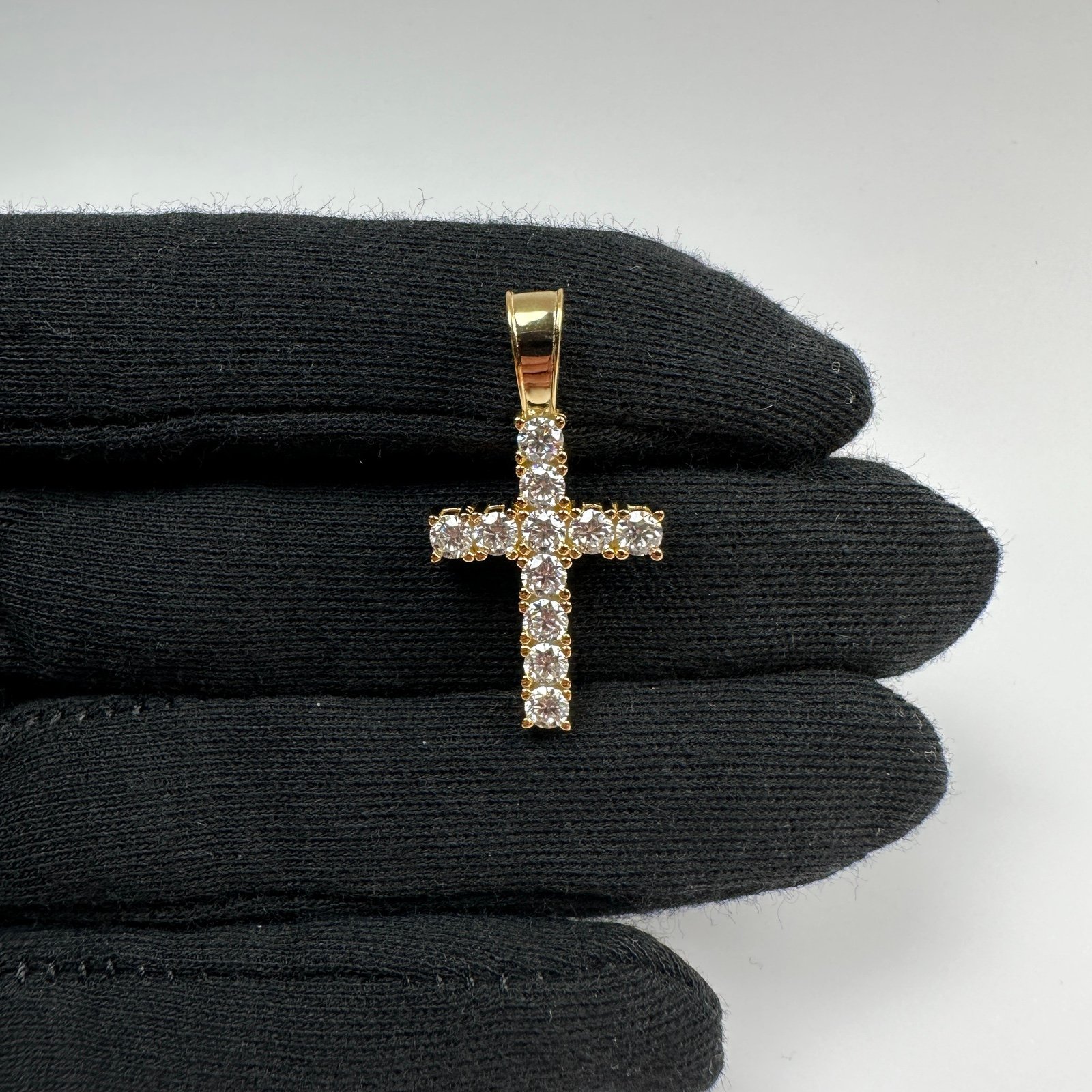 14k Gold Vermeil Cross Pendant With VVS Moissanite Stones GRA Certified