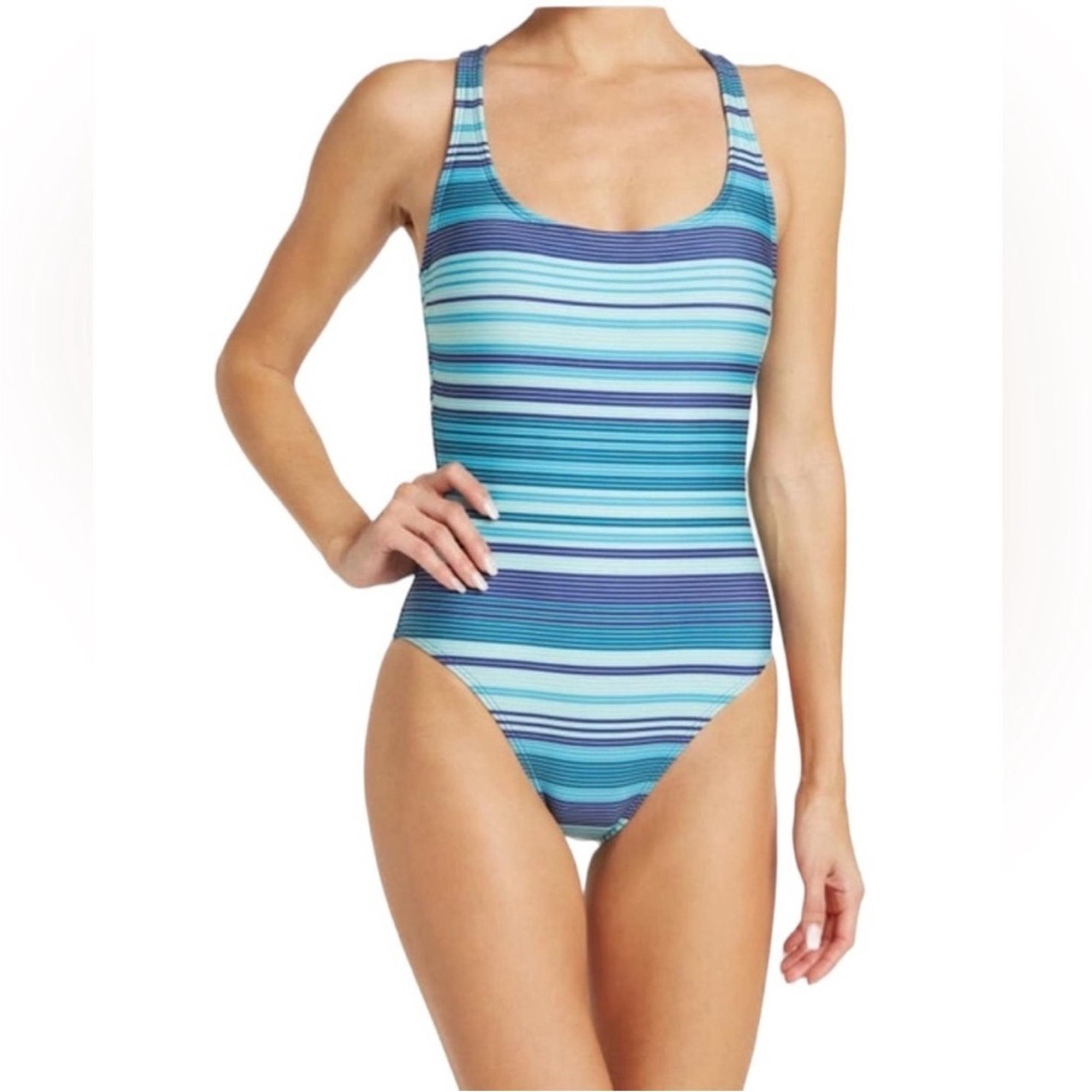 Next by Athena Tidal Stripe Cross-back One-piece Swimsuit In Nvy – Sz Med