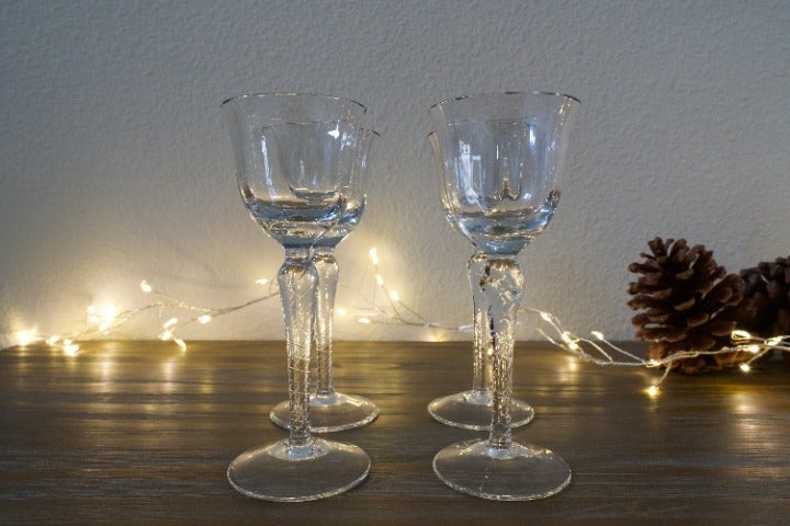 THOMAS IMPALA Crystal Water Goblets Wine Stems Twisted, 5 1/4'', Set of 10