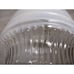 Vintage MCM Dome Ribbed Glass White Dome Ceiling Lamp Shade w/ Chrome Base