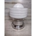 Vintage MCM Dome Ribbed Glass White Dome Ceiling Lamp Shade w/ Chrome Base