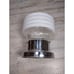 Vintage MCM Dome Ribbed Glass White Dome Ceiling Lamp Shade w/ Chrome Base