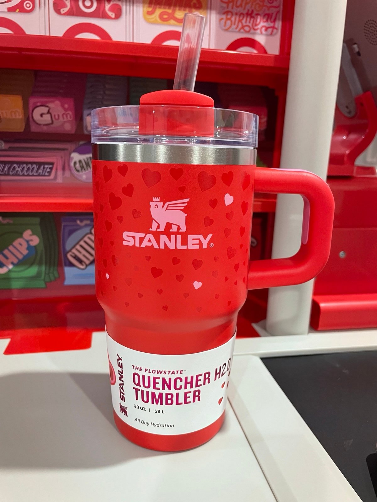 Valentine’s Day Stanley 20oz red ruby hearts