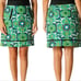 Ann Taylor Green teal print lined skirt size 10