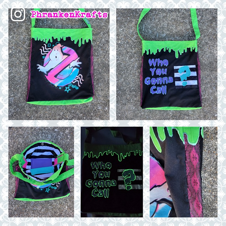 GHOSTBUSTERS Who You Gonna Call? Slime Neon Glow-in-the-Dark Handmade Tote Bag