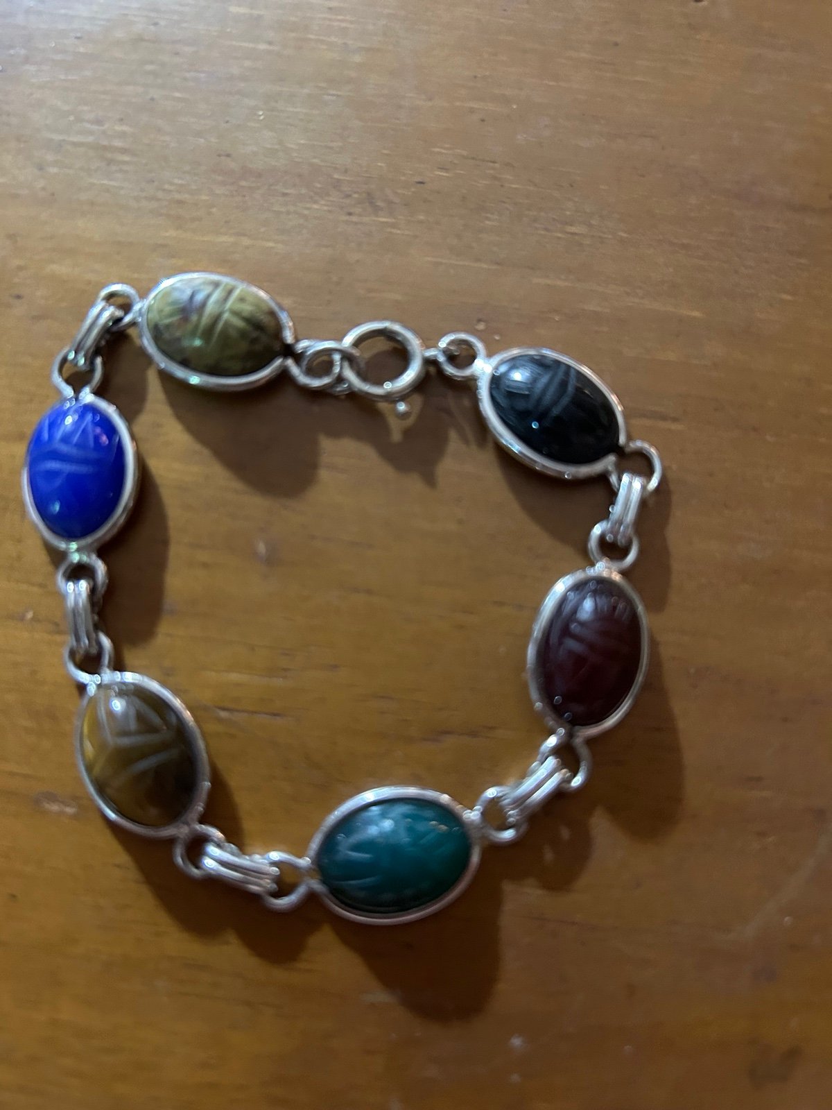 14 k white gold multi precious stones numbered bracelet